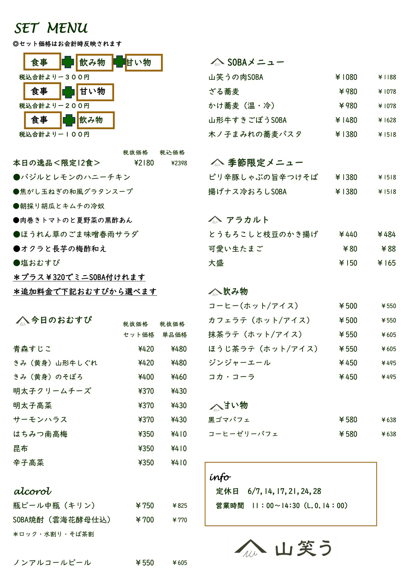 現在のメニュー